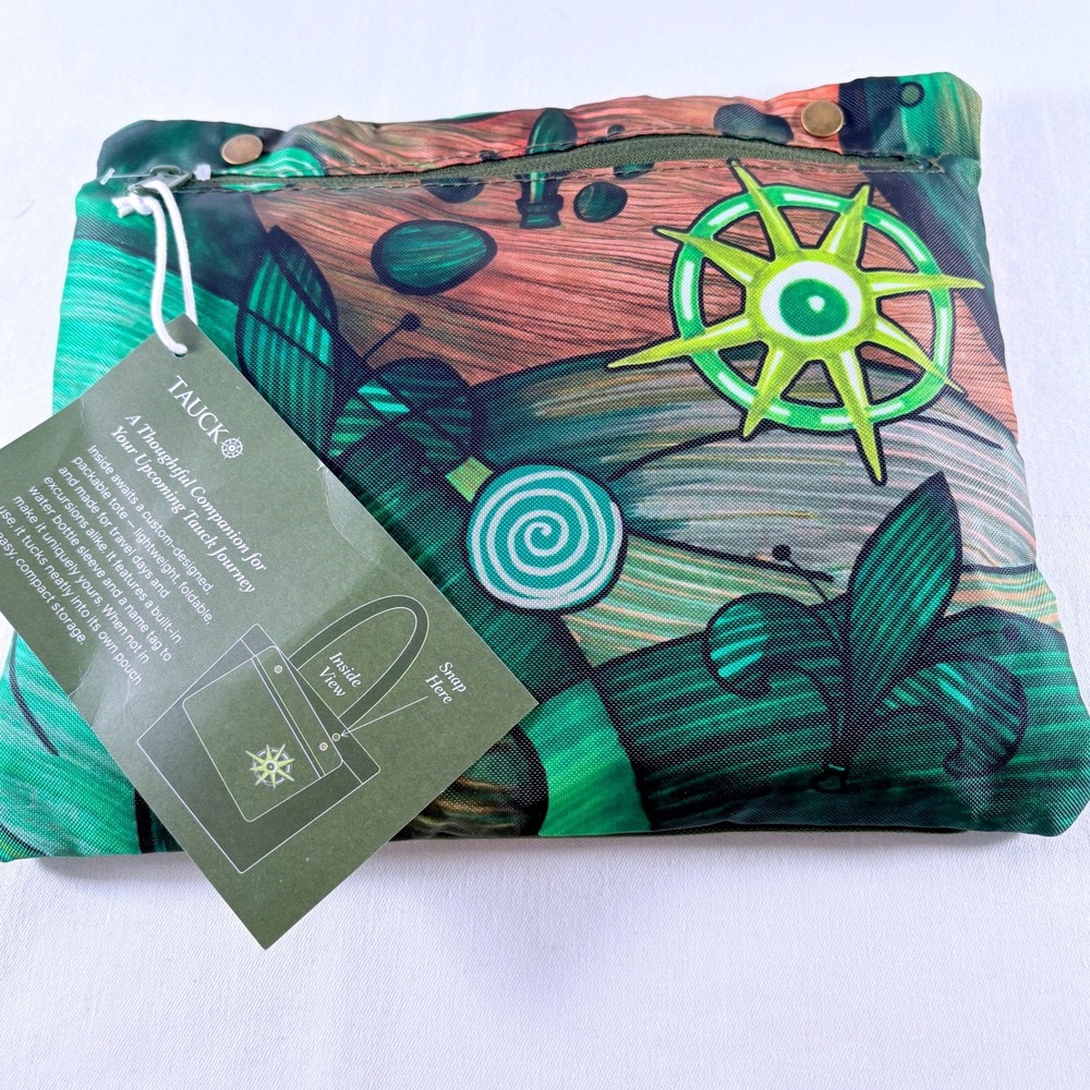 Made in Sipario Tauck Packable Travel Tote Bag Green Recycled Nylon Italy
